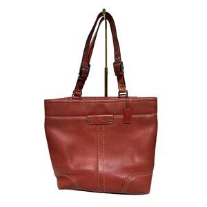 Coach Brick Red Pebbled Leather Tote